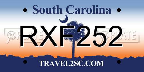 RXF252 South Carolina License Plate