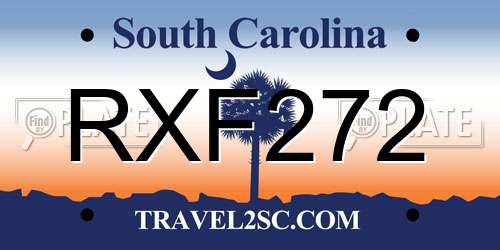 RXF272 South Carolina License Plate