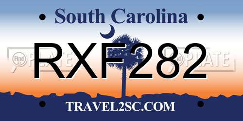 RXF282 South Carolina License Plate
