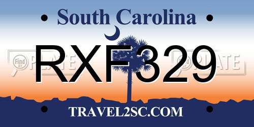 RXF329 South Carolina License Plate