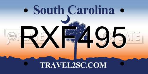 RXF495 South Carolina License Plate