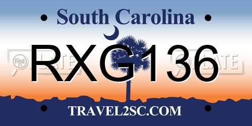 RXG136 South Carolina License Plate