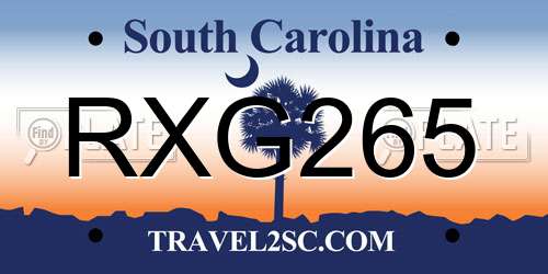 RXG265 South Carolina License Plate
