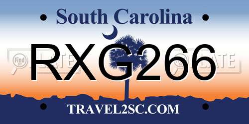 RXG266 South Carolina License Plate