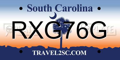 RXG76G South Carolina License Plate