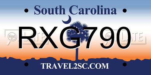 RXG790 South Carolina License Plate
