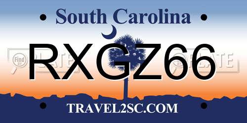 RXGZ66 South Carolina License Plate