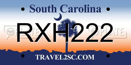 RXH222 South Carolina License Plate