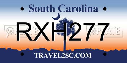 RXH277 South Carolina License Plate