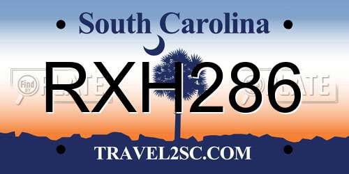 RXH286 South Carolina License Plate