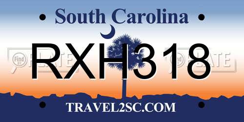 RXH318 South Carolina License Plate