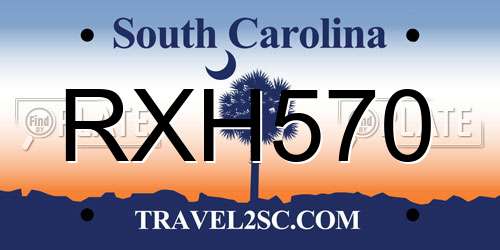 RXH570 South Carolina License Plate
