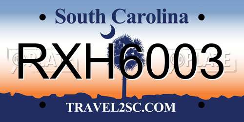 RXH6003 South Carolina License Plate
