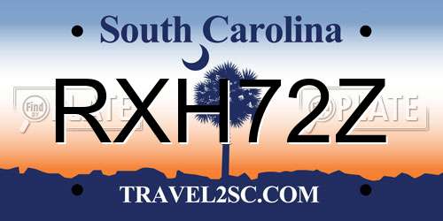 RXH72Z South Carolina License Plate