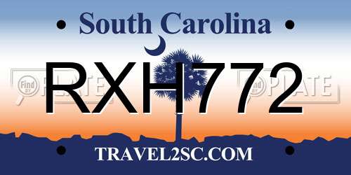 RXH772 South Carolina License Plate