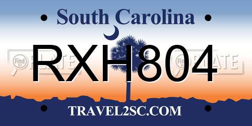 RXH804 South Carolina License Plate