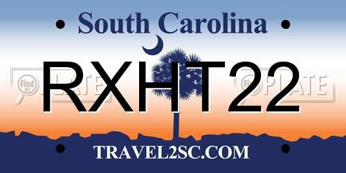 RXHT22 South Carolina License Plate