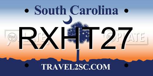 RXHT27 South Carolina License Plate