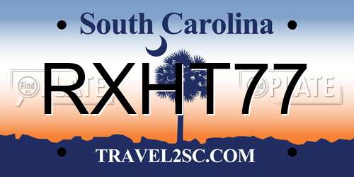 RXHT77 South Carolina License Plate