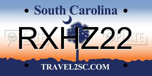 RXHZ22 South Carolina License Plate