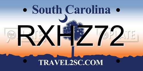 RXHZ72 South Carolina License Plate