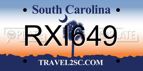 RXI649 South Carolina License Plate