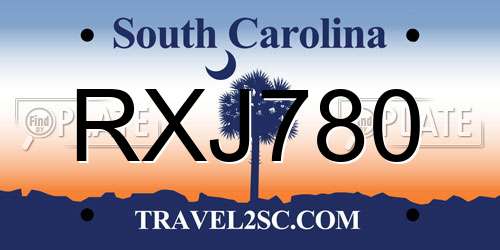 RXJ780 South Carolina License Plate