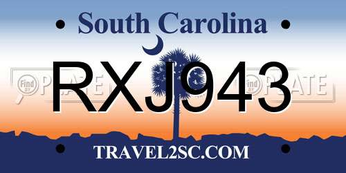 RXJ943 South Carolina License Plate