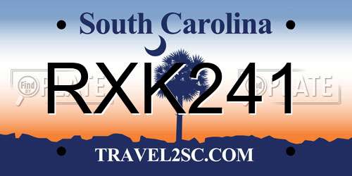 RXK241 South Carolina License Plate