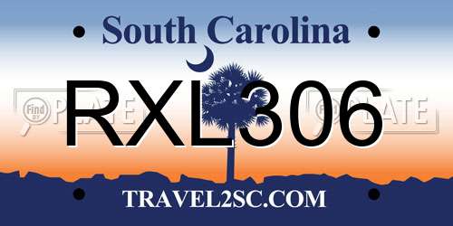 RXL306 South Carolina License Plate