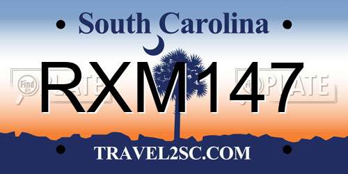 RXM147 South Carolina License Plate
