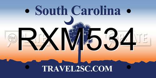 RXM534 South Carolina License Plate