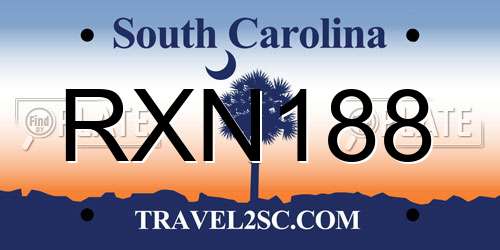 RXN188 South Carolina License Plate