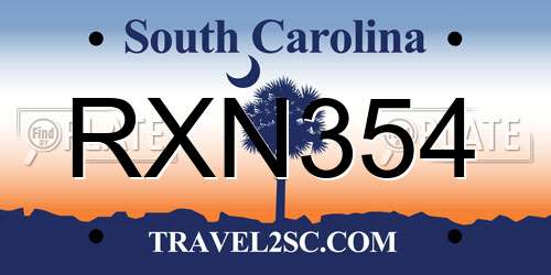 RXN354 South Carolina License Plate