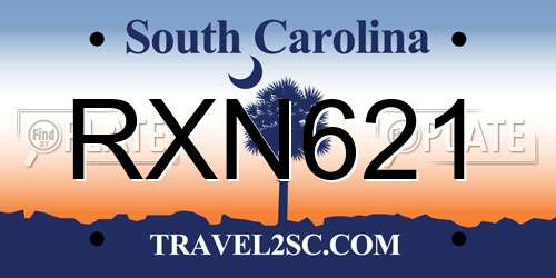 RXN621 South Carolina License Plate