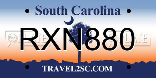 RXN880 South Carolina License Plate