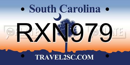 RXN979 South Carolina License Plate