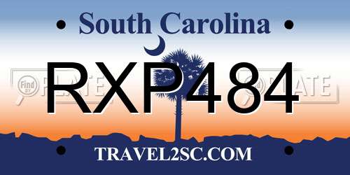 RXP484 South Carolina License Plate