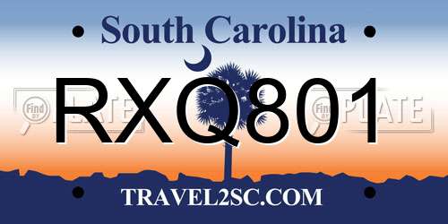 RXQ801 South Carolina License Plate