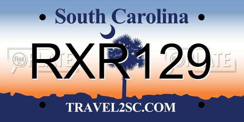 RXR129 South Carolina License Plate