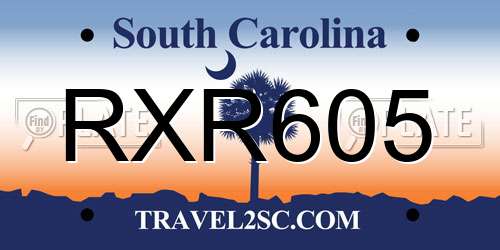 RXR605 South Carolina License Plate