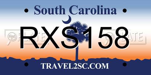 RXS158 South Carolina License Plate