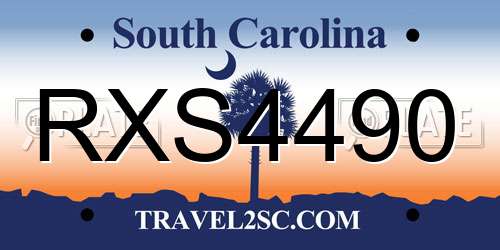 RXS4490 South Carolina License Plate