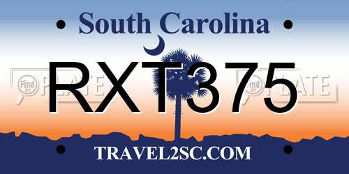 RXT375 South Carolina License Plate