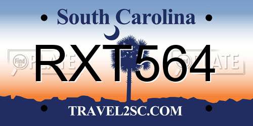 RXT564 South Carolina License Plate