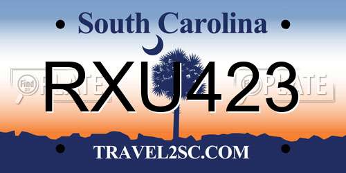 RXU423 South Carolina License Plate