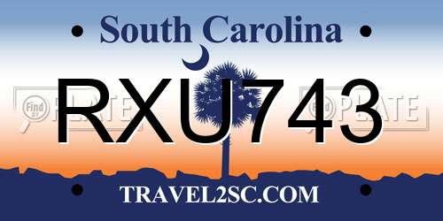RXU743 South Carolina License Plate