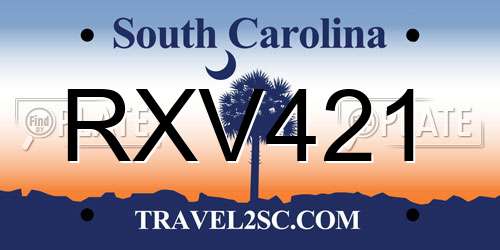 RXV421 South Carolina License Plate