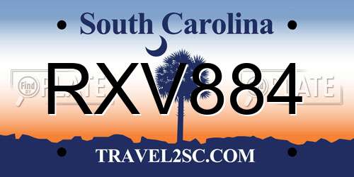 RXV884 South Carolina License Plate