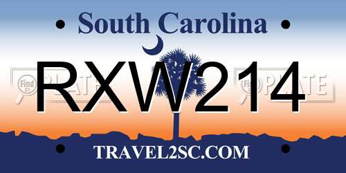 RXW214 South Carolina License Plate